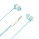 イヤホン ステレオイヤホン 有線イヤホン 3.5mm 有線 カナルタイプ フラットコード ハンズフリー マイク付き 通話 ストレートプラグ ブルー くすみブルー