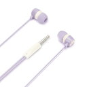 イヤホン ステレオイヤホン 有線イヤホン 3.5mm 有線 カナルタイプ フラットコード ハンズフリー マイク付き 通話 ストレートプラグ パープル くすみパー...
