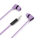 イヤホン ステレオイヤホン 有線イヤホン 3.5mm 有線 カナルタイプ フラットコード ハンズフリー マイク付き 通話 ストレートプラグ パープル