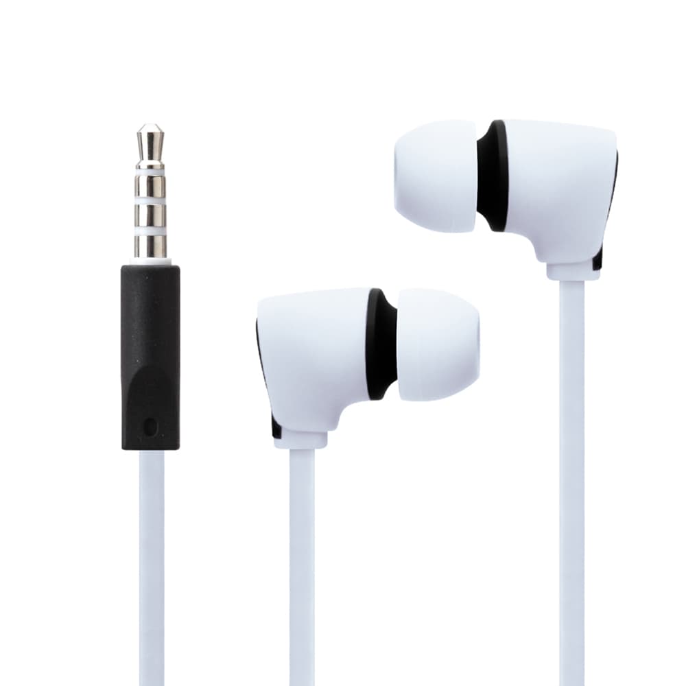イヤホン ステレオイヤホン 有線イヤホン 3.5mm 有線 カナルタイプ フラットコード ハンズフリー マイク付き 通話 ストレートプラグ グレー