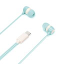 イヤホン ステレオイヤホン 有線イヤホン TypeC 有線 タイプC カナル フラットコード ハンズフリー マイク付き 通話 ストレートプラグ ブルー くすみブ...