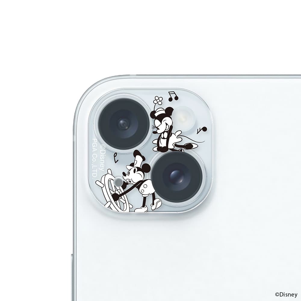 iPhone 15フィルム iPhone15Plus 14 カメラレンズ 保護 ガラス ディズニー 蒸気船ウィリー 10H 硬度 一体型 カバー 高透明 傷防止 おしゃれ かわいい レトロ モノクロ ミッキー アイフォン16 プラス