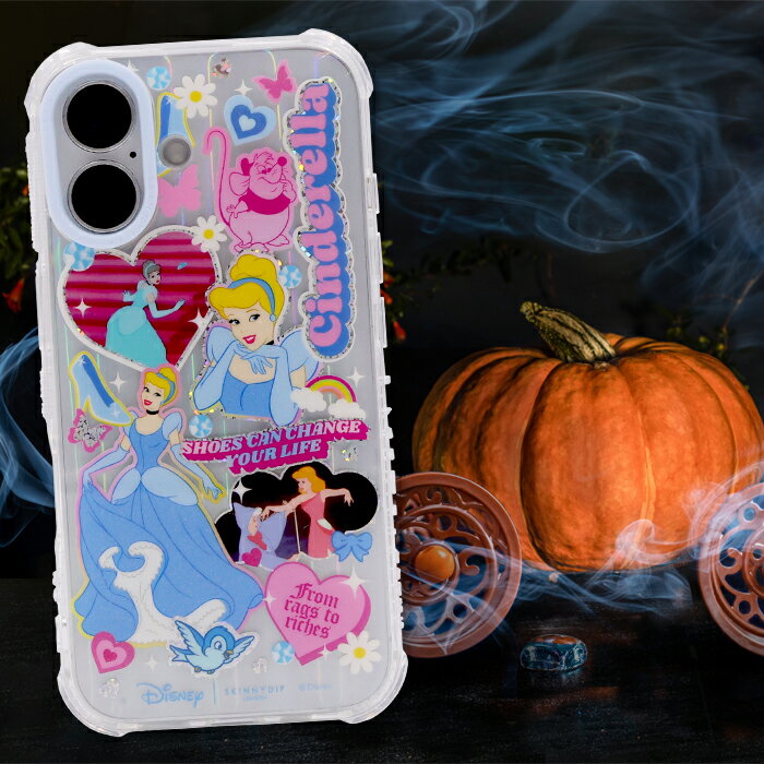 iPhone16Plus ケース ディズニー プリンセス シンデレラ SKINNYDIP クリア ラメ キラキラソフトケース 耐衝撃 耐衝撃ケース iPhone 16 Plus アイフォン16 プラス アイフォン iPhoneケース ケース ストラップホール キャラクター 公式品