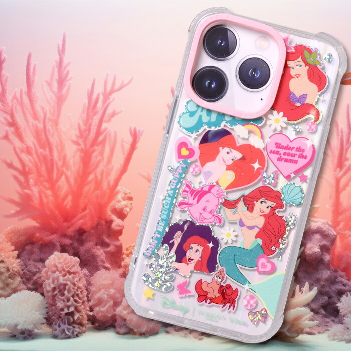 iPhone14Pro ケース ディズニー アリエル リトルマーメイド プリンセス 公式 クリ...