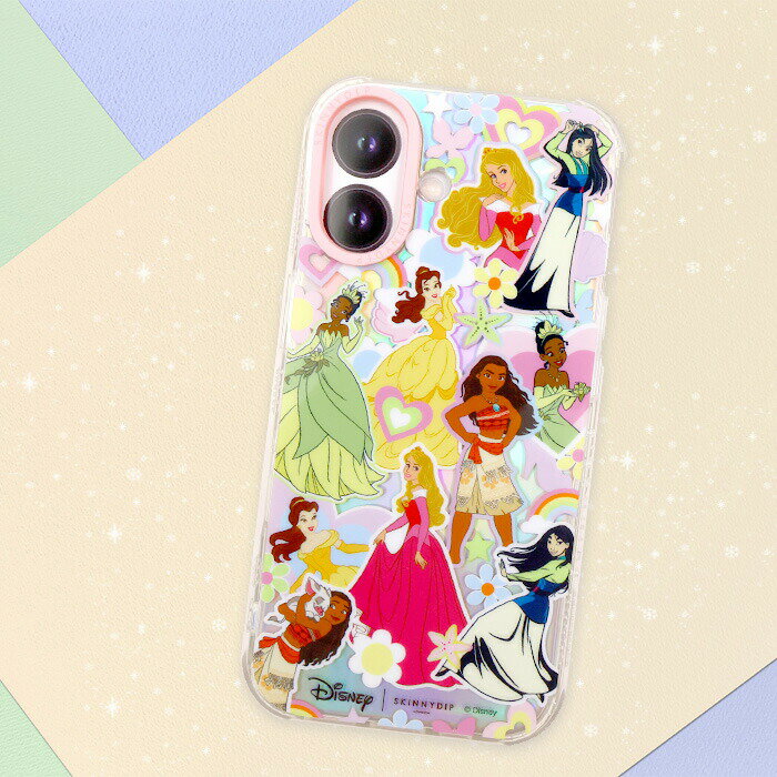 iPhone16 ケース ディズニー プリンセス かわいい SKINNYDIP クリア ラメ キラキラ...