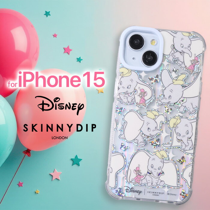 乐天商城 - iPhone15 ケース ダンボ ディズニー かわいい SKINNYDIP 透明 クリア ラメ キラキラ ソフト ソフトケース 耐衝撃 耐衝撃ケース キャラクター グッズ アイフォン15 アイフォン iPhoneケース ケース ストラップホール