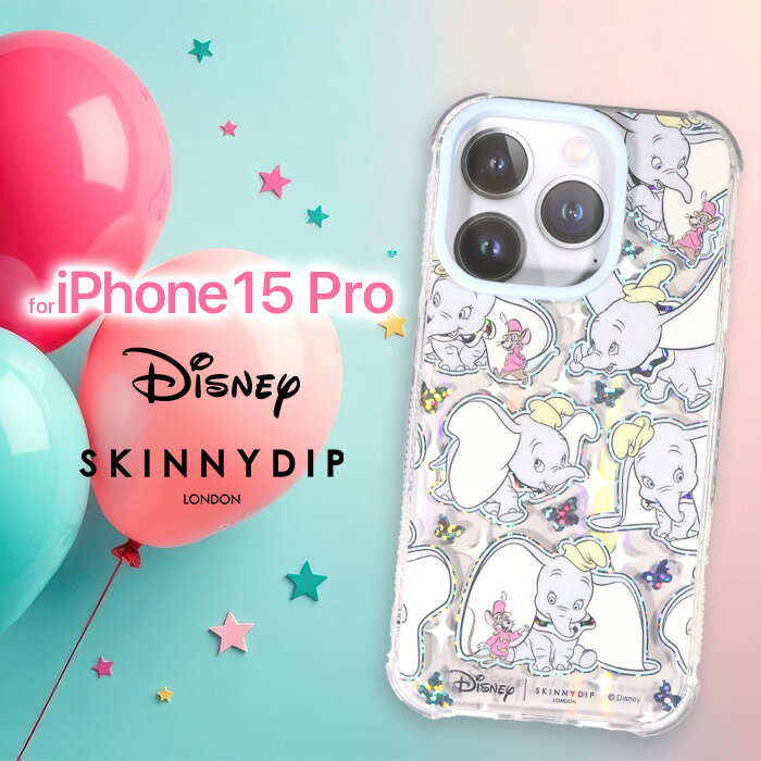 乐天商城 - iPhone15Pro ケース ダンボ ディズニー かわいい SKINNYDIP 透明 クリア ラメ キラキラ ソフト ソフトケース 耐衝撃 耐衝撃ケース キャラクター グッズ アイフォン15プロ アイフォン iPhoneケース ケース ストラップホール