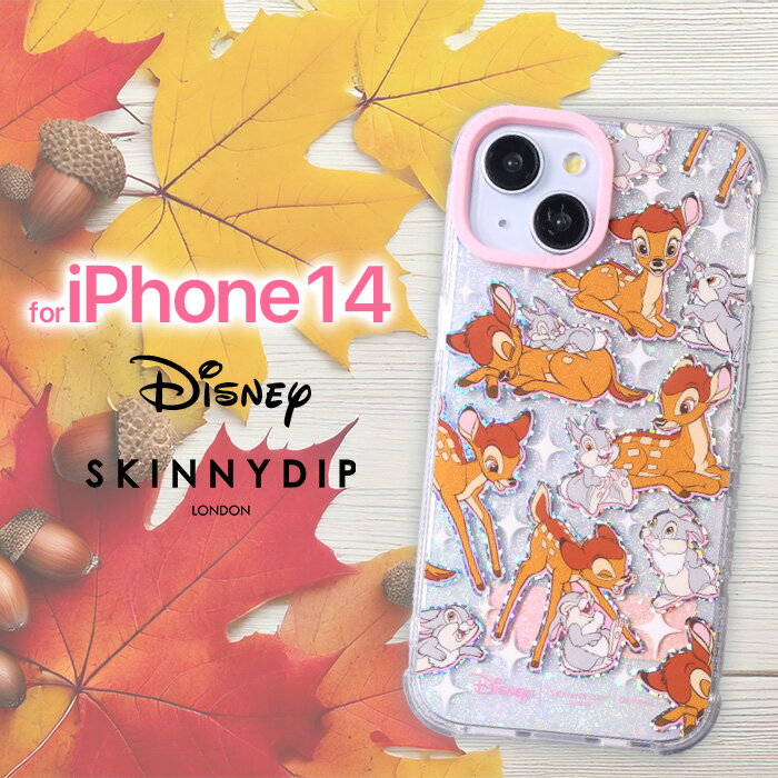 iPhone14 ケース バンビ とんすけ ディズニー かわいい SKINNYDIP 透明 クリア ラメ キラキラ ソフト ソフトケース 耐衝撃 耐衝撃ケース キャラクター グッズ アイフォン14 アイフォン iPhoneケース ケース ストラップホール ワイヤレス充電