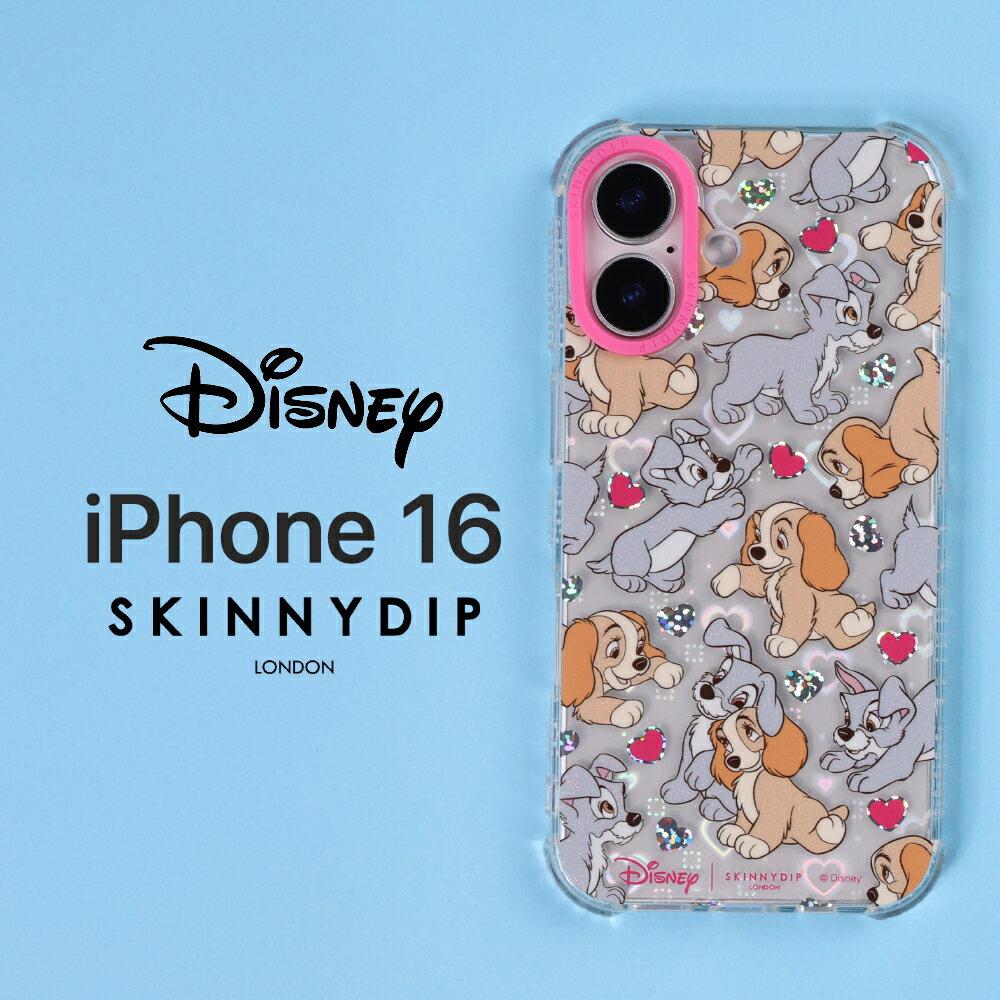 Rakuten - iPhone 16 ケース わんわん物語 クリア iPhone16 アイフォン16 レディ トランプ ディズニー キャラクター DIsney かわいい おしゃれ 人気 キラキラ ラメ グリッター 衝撃吸収 スキニーディップ SKINNYDIP 正規品 カバー ソフトケース ス