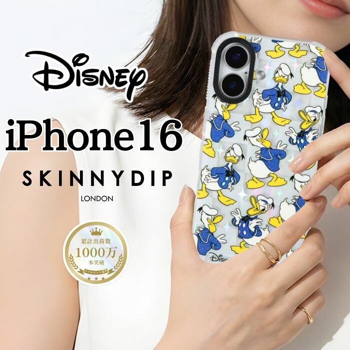 Rakuten - iPhone 16 ケース ドナルド クリア アイフォン16 ディズニー Disney かわいい おしゃれ 人気 グリッター ホログラム キャラクター 透明 カメラ保護 レンズ保護 耐衝撃 耐衝撃ケース ソフト ソフトケース 公式商品 SKINNYDIP カバー スマホケース スマホカバー