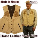 【楽天スーパーSALE】 レザー ベスト メンズ 秋冬物 馬革 本革 スエード ウエスタン メキシコ M L LL