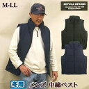 中綿ベスト メンズ ダウンベスト 無地 衿フリース 内ポケット付 軽量 アウトドア M L LL