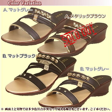 ウェッジソールサンダル レディース ラインストーン / 2デザイン 22.5-25.0cm