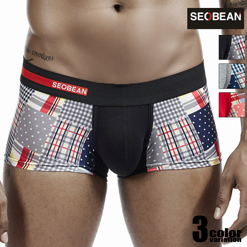 SEOBEAN/セビン CHECKERED & DOT BOXER BRIEF ボクサーパンツ　男性下着　メンズ　パンツ パッチワーク