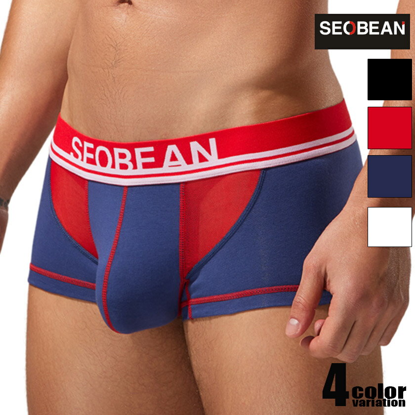 ボクサーパンツ メンズ SEOBEAN/セビン ボクサーパンツ コットン 部分シースルー 透け 立体縫製 男性下..