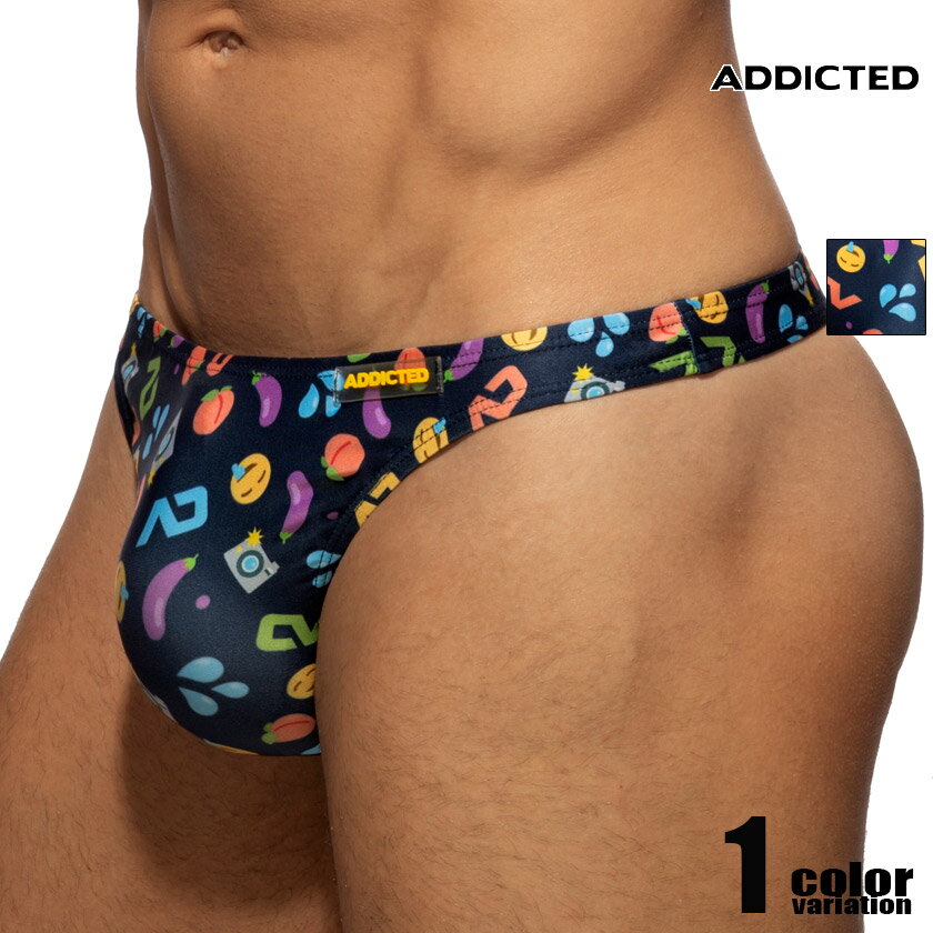 メンズTバック ADDICTED/アディクティッド EMOJI THONG イラストプリント Tバック 男性下着 メンズ パンツ MOLDED