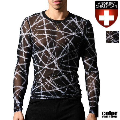 AndrewChristian/アンドリュークリスチャン Naked Truth Capsule See-Through Long Sleeve Tee Tシャツ長袖 メンズ ファッション トップス シースルー 柄物 AndrewChristian/アンドリュークリスチャン Naked Truth Capsule See-Through Long Sleeve Tee Tシャツ長袖 メンズ ファッション トップス シースルー 柄物