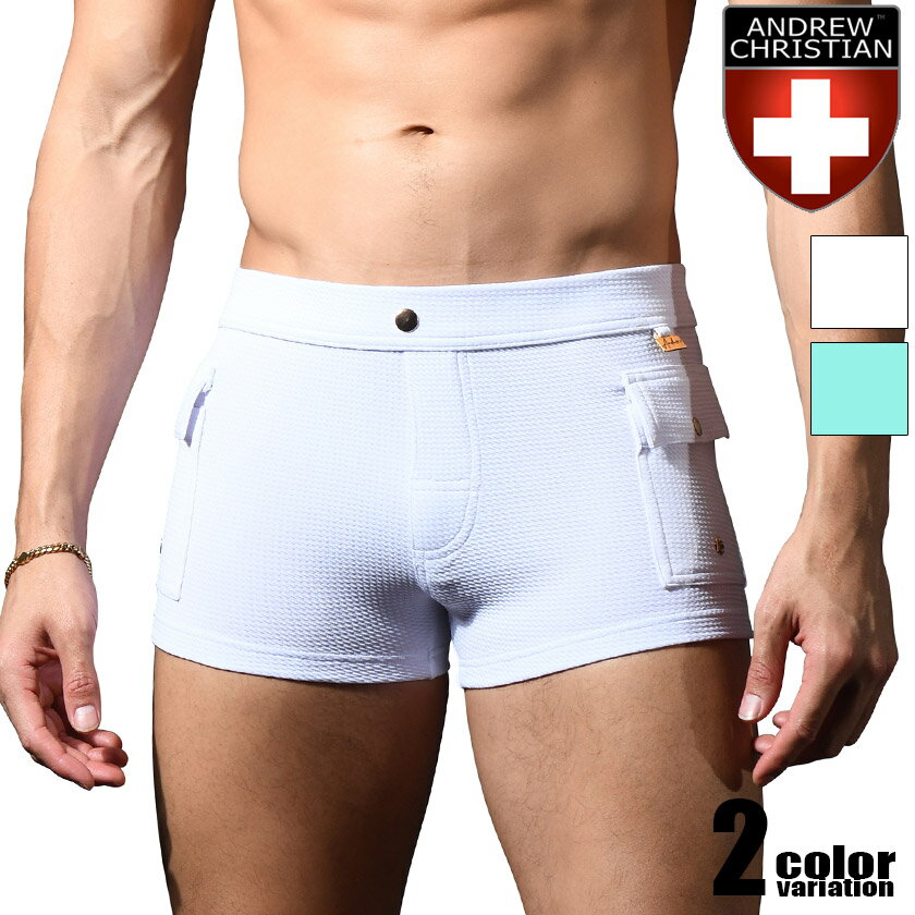 AndrewChristian/アンドリュークリスチャン Brazil Cargo Trunk カーゴパンツ風スイムウェア 水着 ショートパンツ型 メンズ ボトムス 1分丈