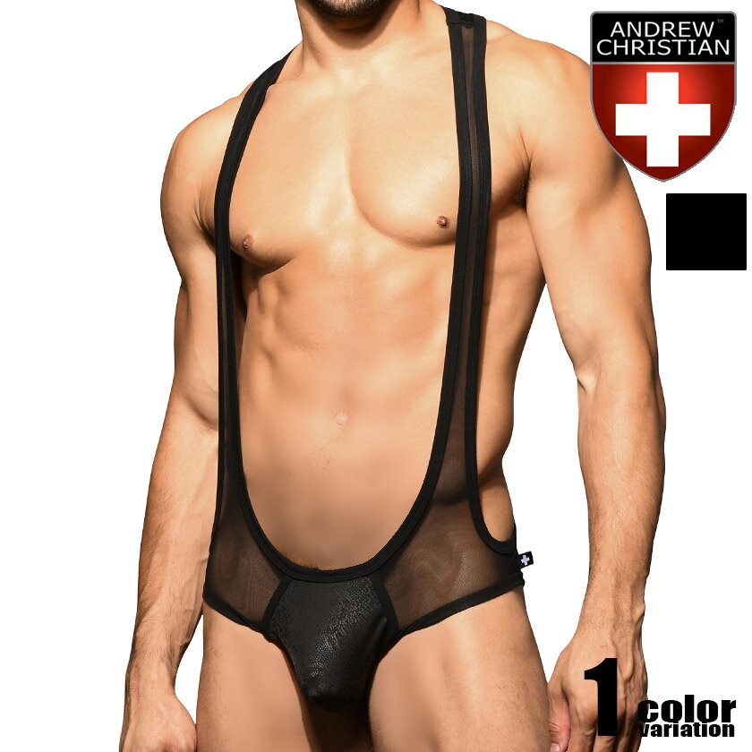 AndrewChristian/アンドリュークリスチャン Venom Sheer Singlet w/ ALMOST NAKED オルモストネイキッド 立体縫製 男性下着 メンズ シングレット 上下一体型 蛇柄 鱗柄 Oバック セクシー