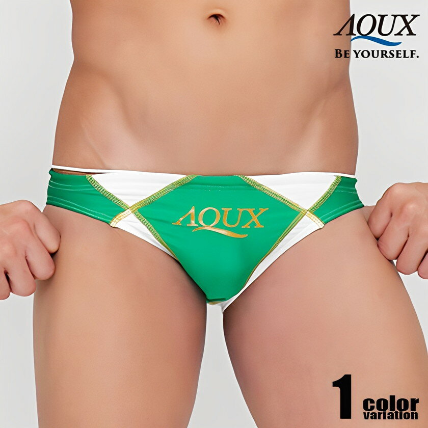 AQUX/アックス Deco-Line G "Green" スイムウェア ビキニブリーフ型 メンズ水着 競パン 海パン 男性水着 ビーチウェア aqux