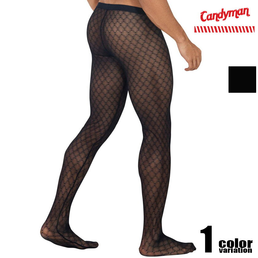 CandyMan/キャンディーマン Mesh Thigh Highs メンズ ストッキング 網タイツ 格子柄 レッグウェア シースルー