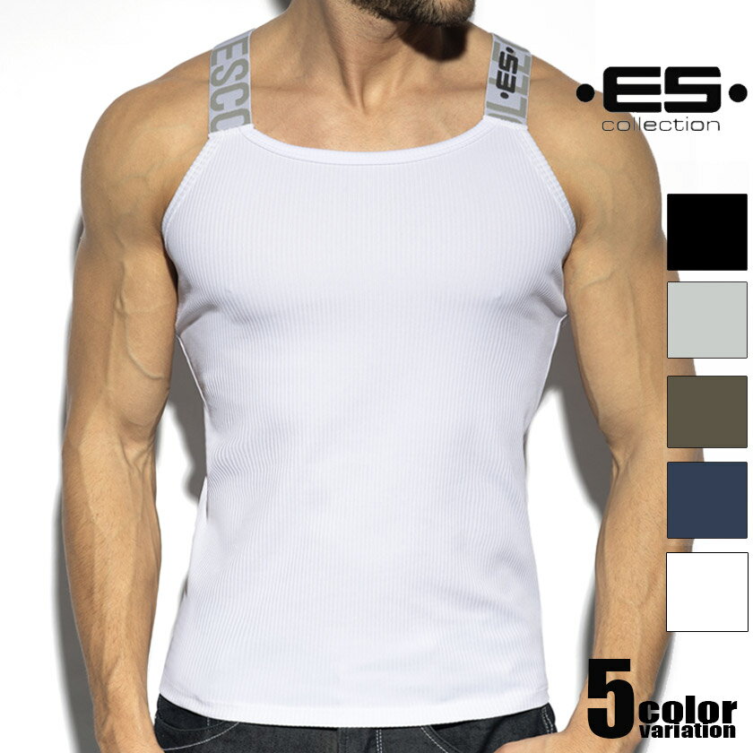 EScollection/イーエス・コレクション RECYCLED RIB TANK TOP 再生ポリエステル リブタンクトップ タンクトップ　袖なし　ノースリーブ　スリーブレス　メンズ　ファッション　トップス