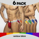 メンズビキニ ブリーフ ADDICTED/アディクティッド 6 PACK RAINBOW BIKINI ローライズ 綿 セット まとめ買いメンズビキニ ビキニブリーフ 男性下着　メンズ　パンツ　セクシー レインボー pride 6色