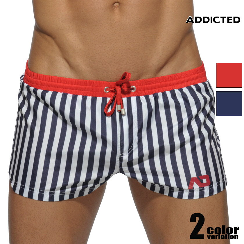 ADDICTED/アディクティッド SAILOR SUPER SHORT マリンストライプ ボードショーツ メンズ ショートパンツ型スイムウェア 男性水着 サーフパンツ スイムショーツ ビーチウェア 海水パンツ 海パン ローライズ メンズ 水着 パンツ