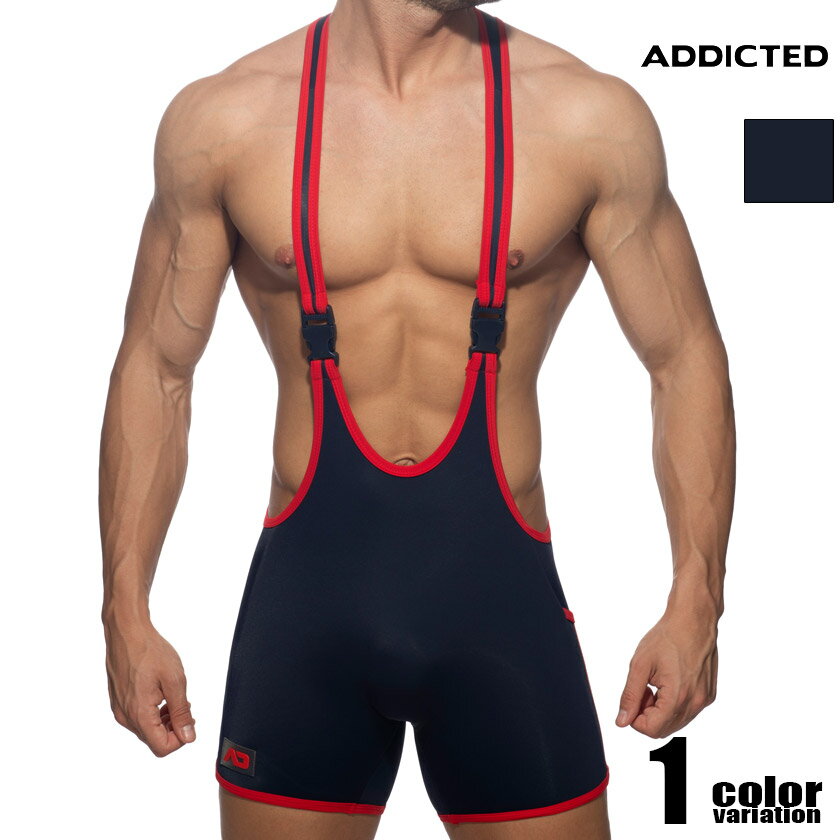 ADDICTED/アディクティッド RAINBOW TAPE WRESTLING SUIT サイドレインボーレスリングウェア レスリングウェア型インナー　男性下着　メンズ　パンツ　ショルダーボクサーパンツ　上下一体型