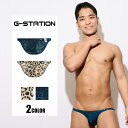 メンズビキニ ブリーフ G-Station/ジーステーション 柄プリント ヒョウ柄 不規則ライン柄 ミニビキニ メンズビキニブリーフ 男性下着 メンズ マイクロ...