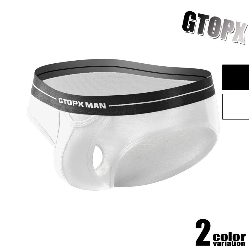 メンズビキニ　GTOPX/ジーティーオーピーエックス 前穴付き ソフト フルバック ビキニ 男性下着　メンズ　パンツ 立体縫製 分離収納