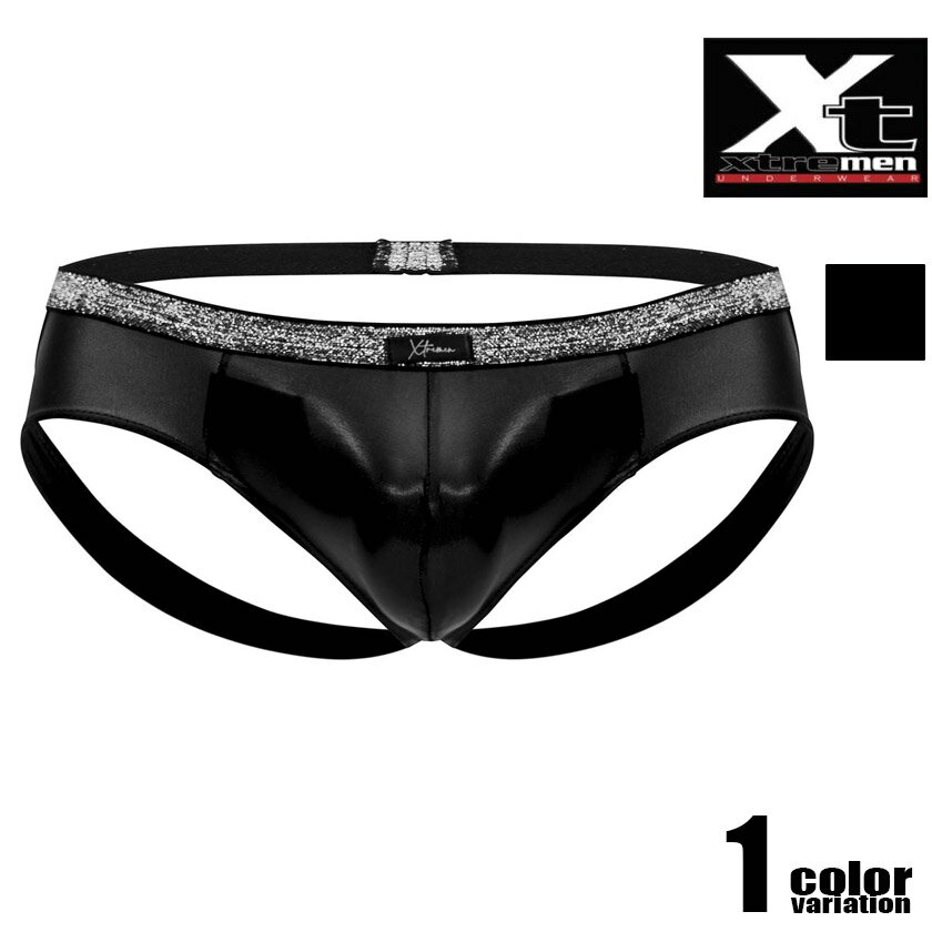 Xtremen/エクストリーメン Yバック ジョックストラップ 91116 Metallic Jockstrap Color Black メタリック 艶感 男性下着 メンズ パンツ セクシー