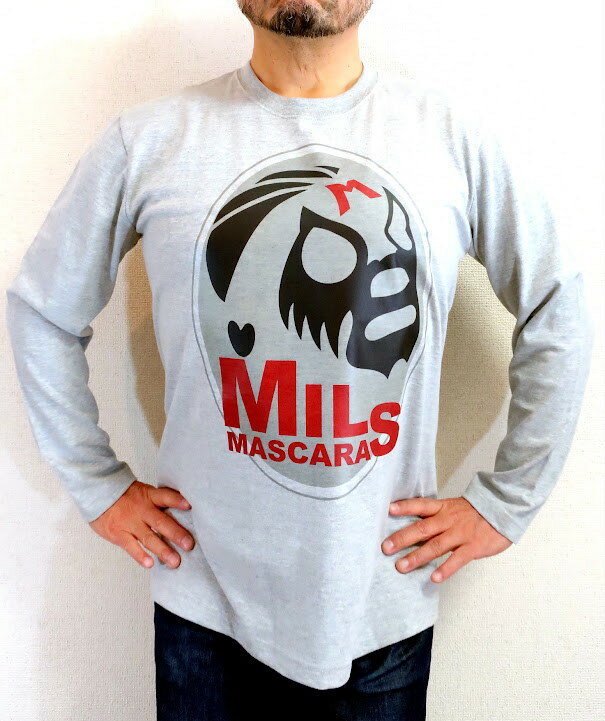 メキシコ・ルチャ★ミル・マスカラス長袖Tシャツ【サイズ:S 、M 、L 、XL 、2XL 】【3980円以上で送料無料】メンズ Tシャツ 長袖 メキシコプロレスの長袖Tシャツ 格闘技の長袖Tシャツ メキシコルチャ ロンT ミル・マスカラス ロンT ラッピング無料