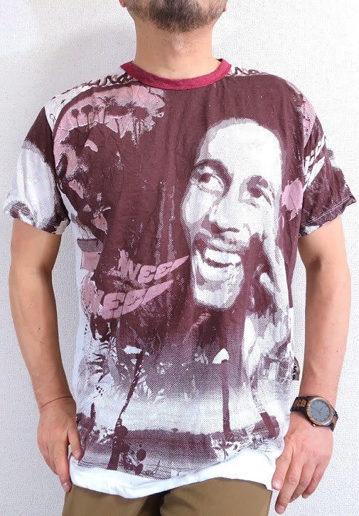 ボブ・マーリーのTシャツ【サイズ：L 、XL　】【3980円以上で】送料無料　Tシャツ　メンズ　半袖　大きいサイズ　レゲエTシャツ　ジャマイカ　ラスタ　ボブ・マーレーTシャツ　ラスタTシャツ　BOB MARLEY T-SHIRTS　無料ラッピングのサムネイル