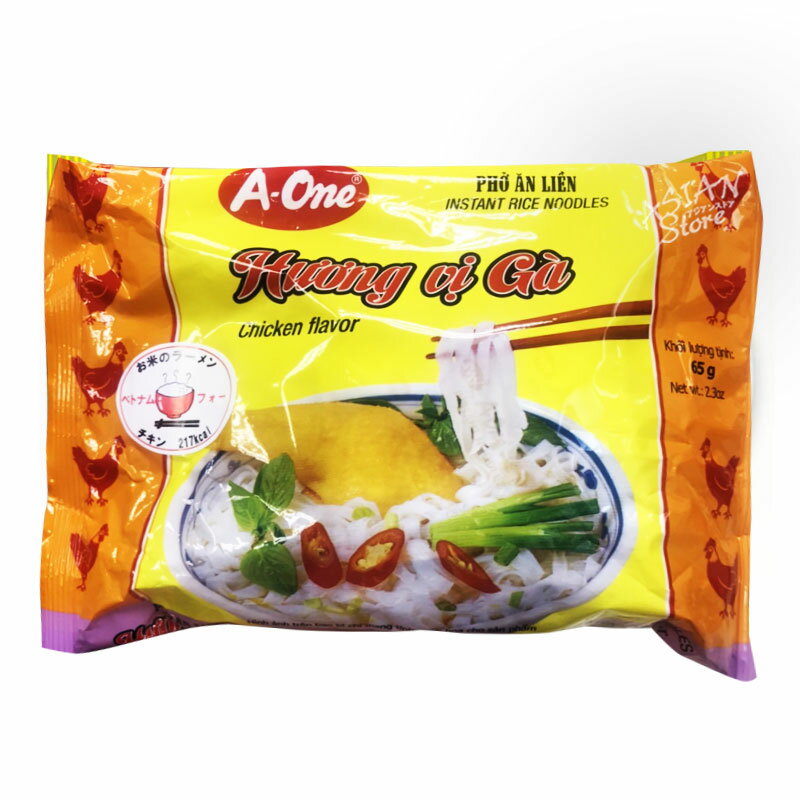 【常温便】A-One 即席米めん・ベトナムフォー（チキン味）/越南鶏肉河粉 65g (米麺 55g)【8934684031116】