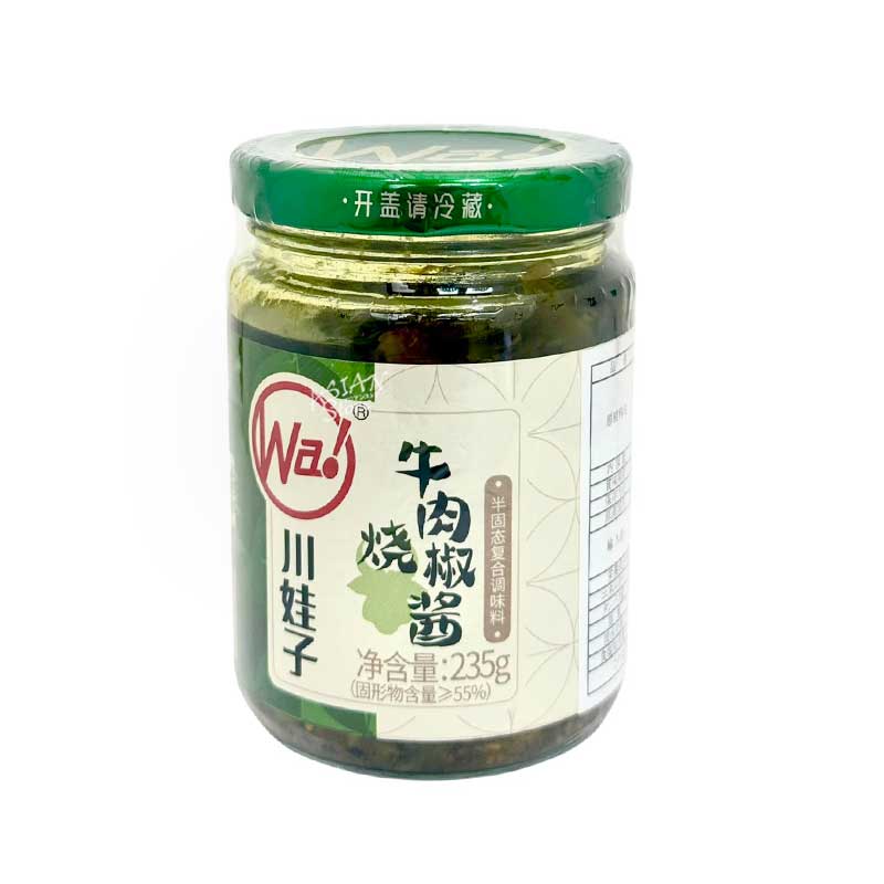 【常温便】Chuan Wa Zi 青唐辛子と牛肉のチリソース／川娃子 牛肉焼椒醤 235g【6972343075950】