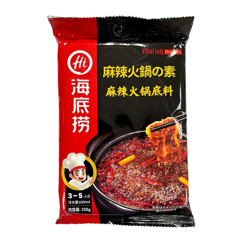 【商品名】海底撈清油火鍋底料（麻辣味） 【原材料】大豆油、食塩、唐辛子、豆板&#37292;、山椒、胡椒、カルダモン、ニクズク、ショウウイキョウ、八角、シナモン、クローブ、陳皮、甘草、生姜、白酒、ねぎ、にんにく、砂糖、酵母エキス、豆チ（大豆、水、食塩）、5&#8212;リボヌクレオチド二ナト　　リウム 【内容量】220g 【原産国】中国 ＜キーワード＞四川火鍋,鍋料理,火鍋の素,薬膳火鍋,しゃぶしゃぶ,鍋の素,辛口,火鍋,底料,海底&#25438;火&#38149;底料 麻辣