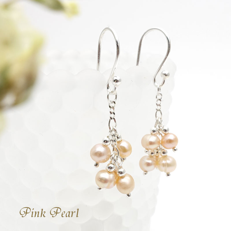 揺れる パール ピアス レディース 真珠 ピンク 淡水 パールピアス 金属アレルギー対応 フック シルバー925 シンプル 女性 おしゃれ かわいい バレンタイン プレゼント 送料無料
