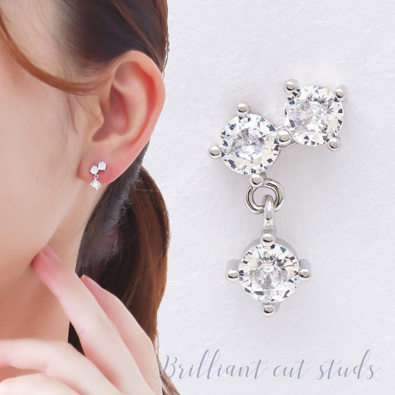 ピアス レディース 揺れる CZ 金属アレルギー対応 シルバー925 小さい 小さめ プラチナ仕上げ 両耳用 アクセサリー クリスマス プレゼント ギフト スタ...