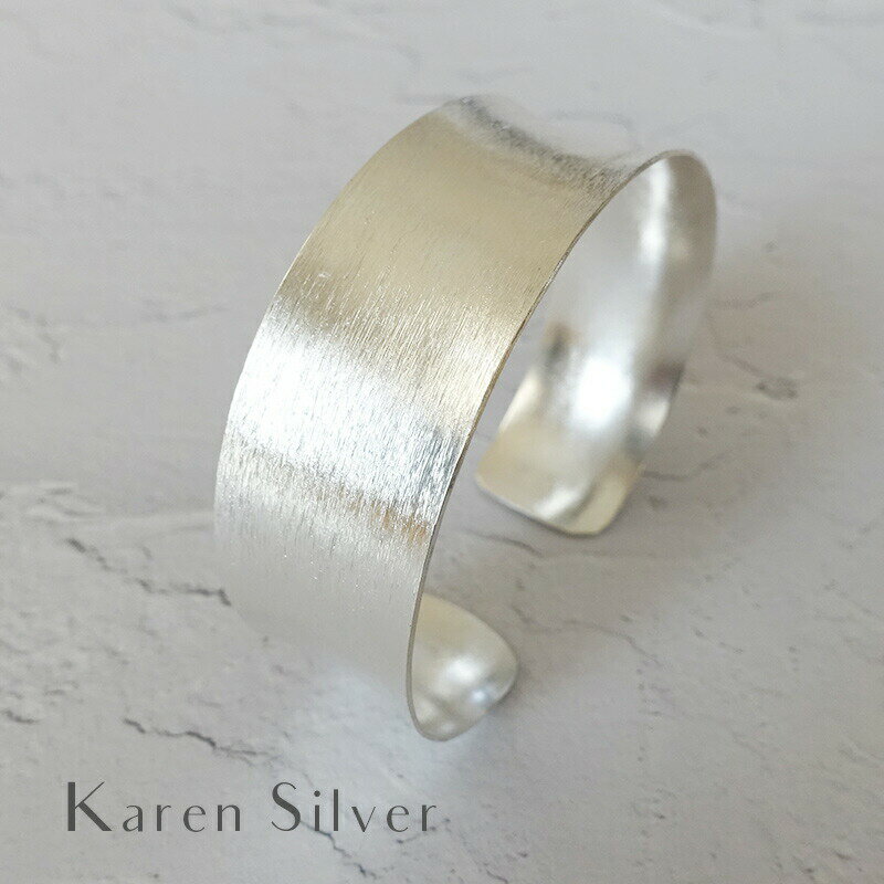 カレン シルバー バングル ワイド シンプル シルバー950 カレン族 アレルギー対応 幅広 ブレスレット レディース アクセサリー 大人 タイ ハンドメイド ...