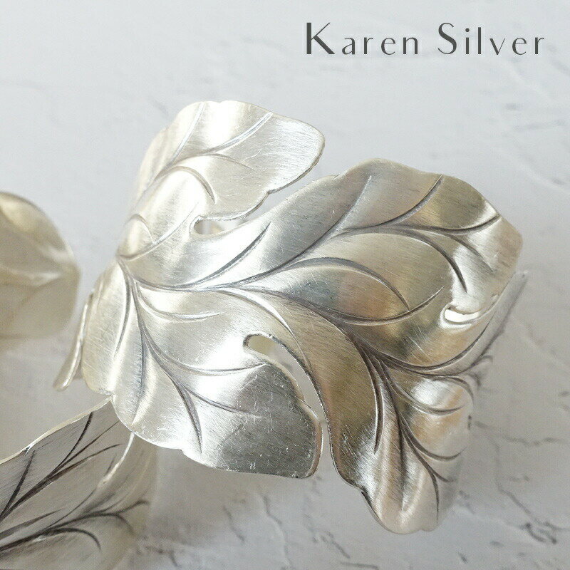 カレン族 カレン シルバー バングル ワイド リーフ シルバー950 幅広 葉 ブレスレット レディース アクセサリー 女性 大人 クリスマス プレゼント ギフ...