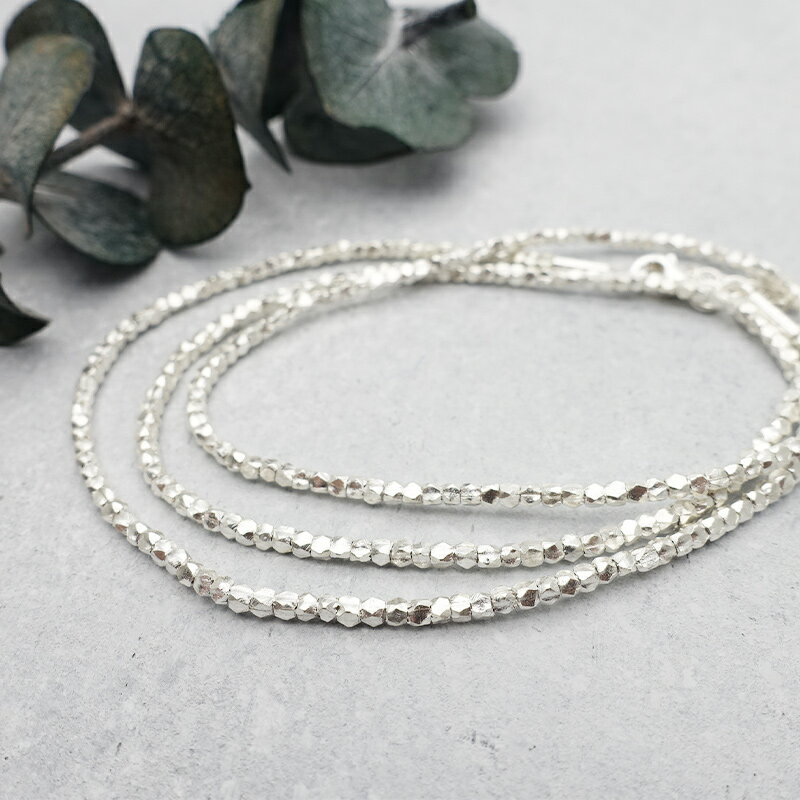 ネックレス カレンシルバー ビーズ シルバー925 レディース メンズ シンプル シルバーネックレス ハンドメイド タイ 山岳民族 50cm 小粒 アクセサリー 金属アレルギー対応 ギフト プレゼント 送料無料 ansil アンシル