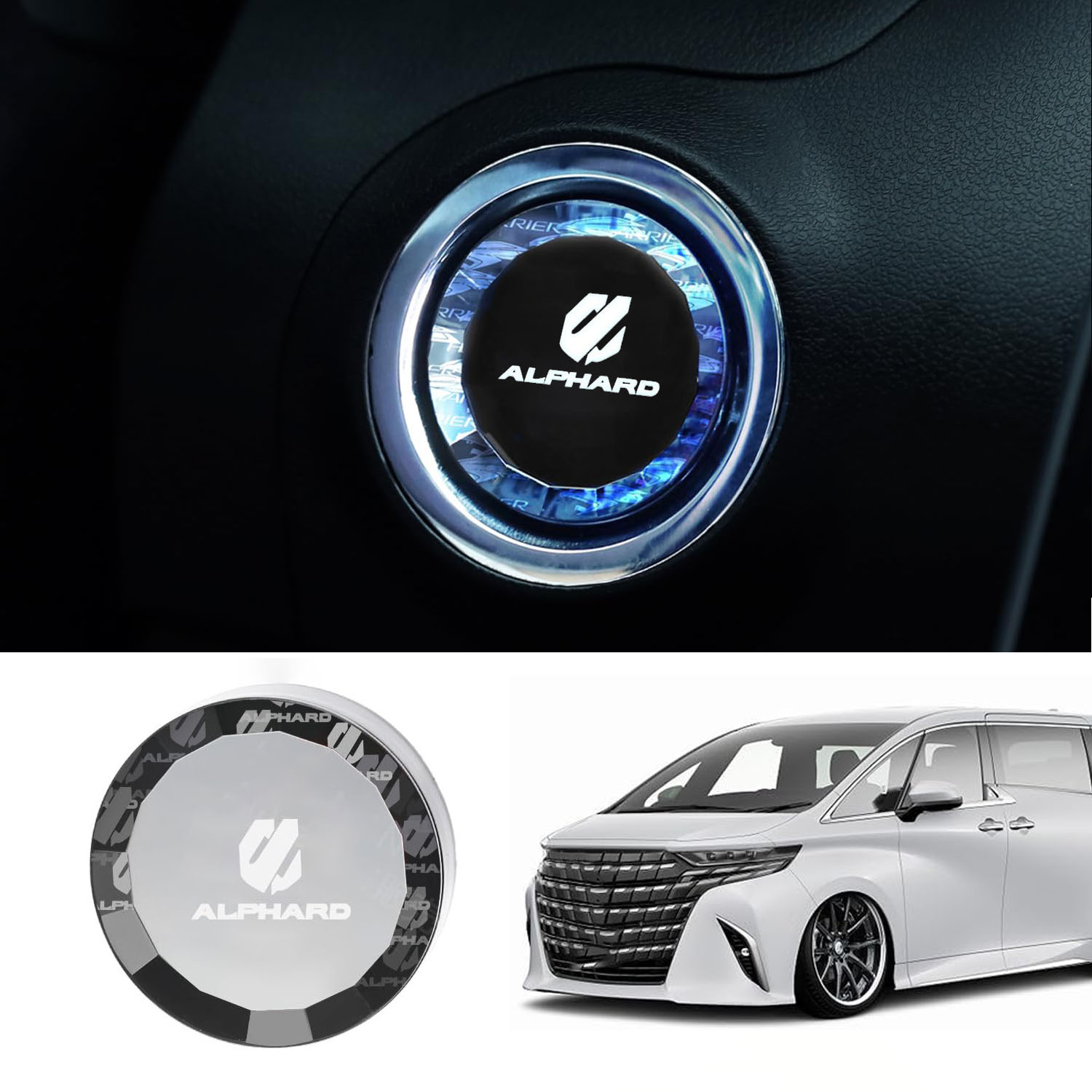 【トヨタ アルファード ALPHARD 40系】 車用 プッシュスタートスイッチ クリスタル エンジンスタートカ..