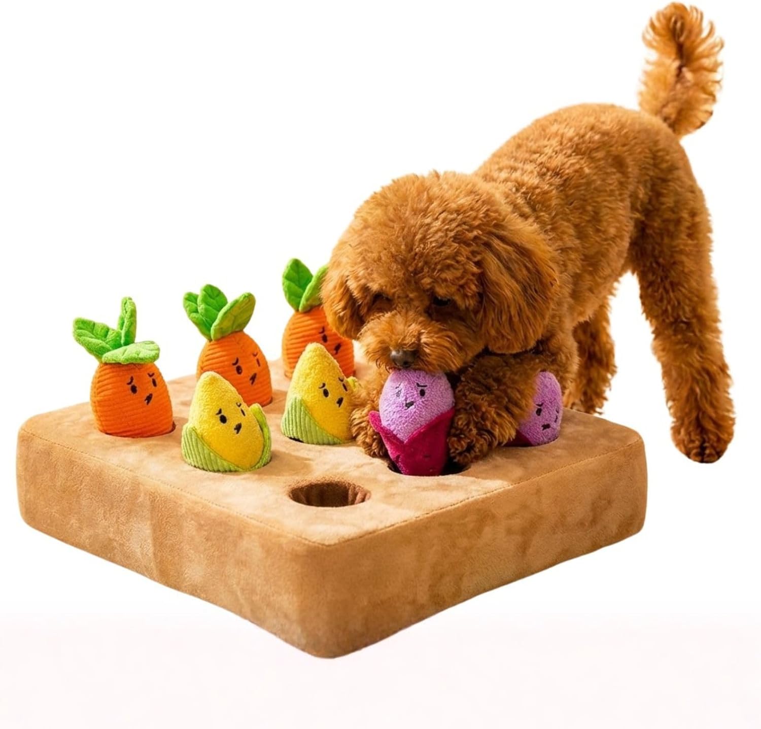 知育玩具 犬 おもちゃ ノーズワーク マット 野菜 ぬいぐるみ 【お散歩1時間分の運動量】 知育マット 訓練 運動不足 ストレス解消 早食い防止 嗅覚 小型犬 室内 遊び 宝探し ベジタブル かわいい トイプードル シニア犬 鳴き笛 30cm