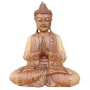 ブッダの木彫り 32cm 合掌 座像 スワール無垢材 木製仏像 仏陀置物 釈迦 観音菩薩 ブッダオブジェ【北海道・沖縄県配送不可】 080711