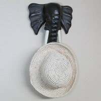 象の木彫りの壁掛けレリーフ