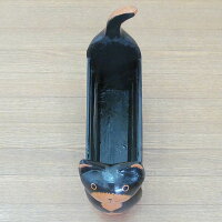 バリ猫マガジンラック木彫りの置物ブラック