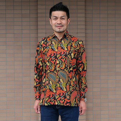 バティックシャツ 長袖シャツ アジアン雑貨 バリ島雑貨 民族衣装 ジャワ更紗 エス...