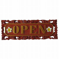 OPENCLOSED木彫り看板両面プレート