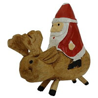トナカイサンタの木彫り10cmクリスマスデコレーション